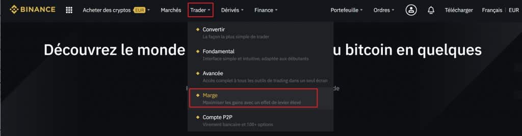 Acces Margin Binance