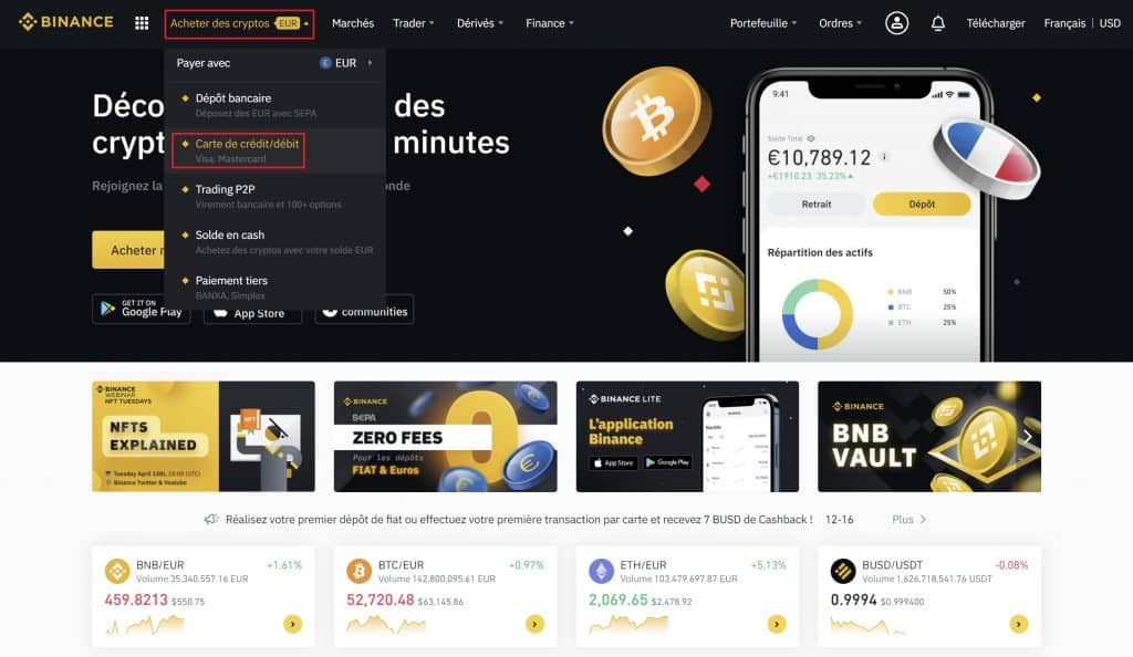 Achat Ethereum Binance