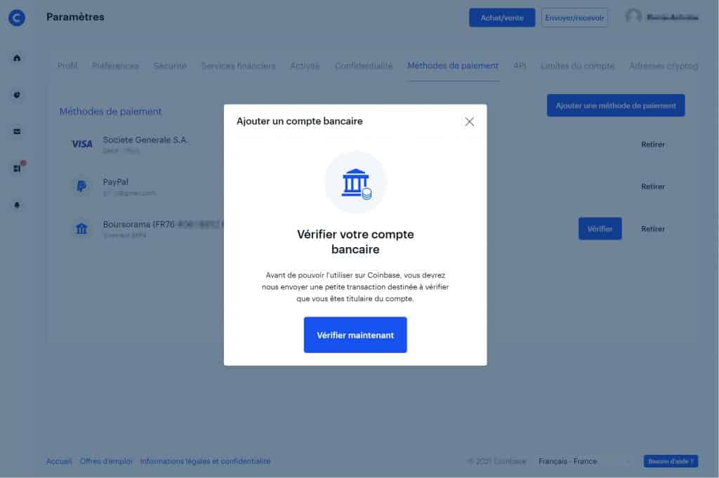 Achat virement 3 Coinbase