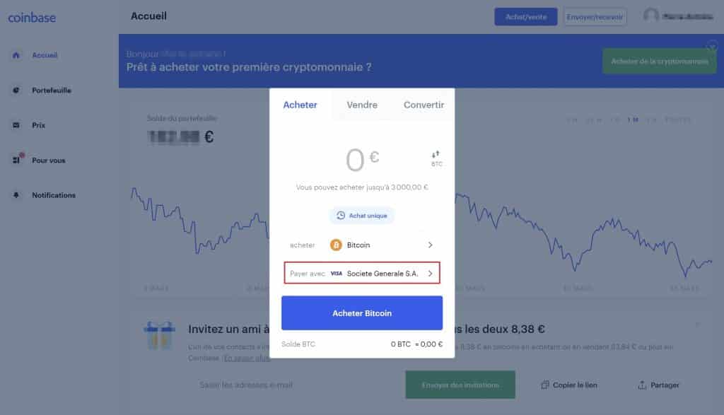 Achat virement 6 Coinbase