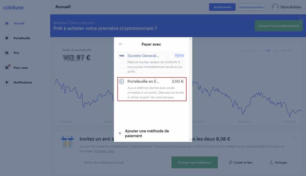 Achat virement 7 Coinbase
