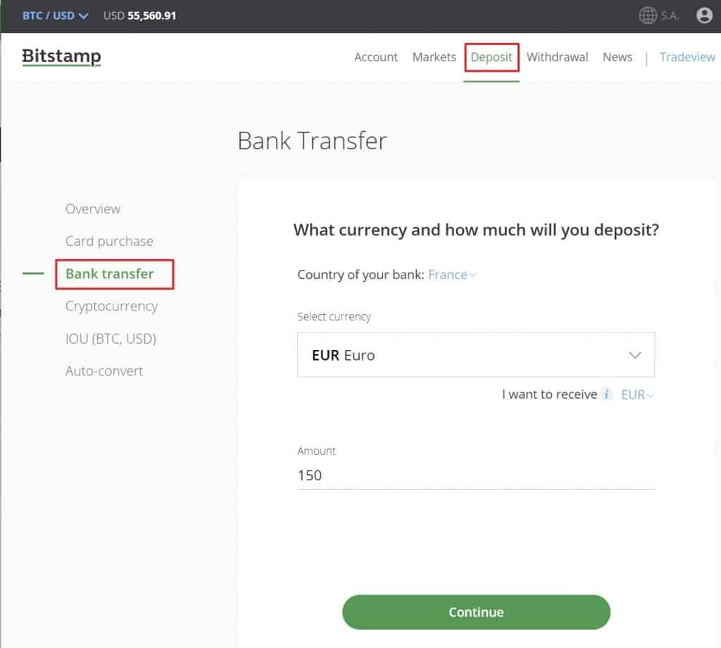 Achat virement Bitstamp