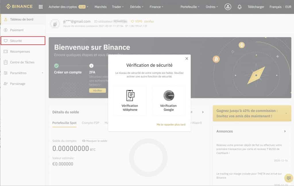 Ajout Securite Binance