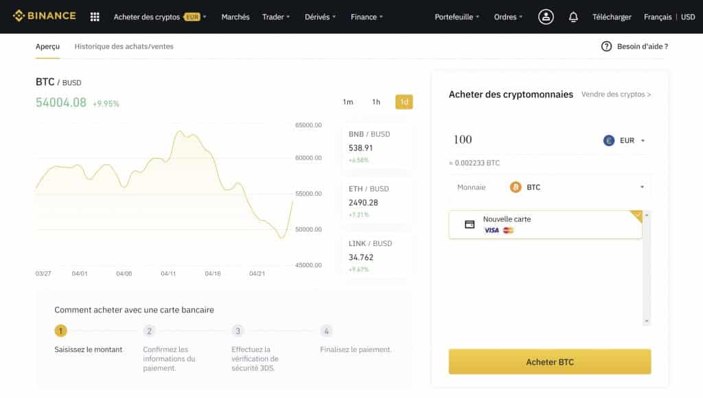 Binance Bitcoin rapide