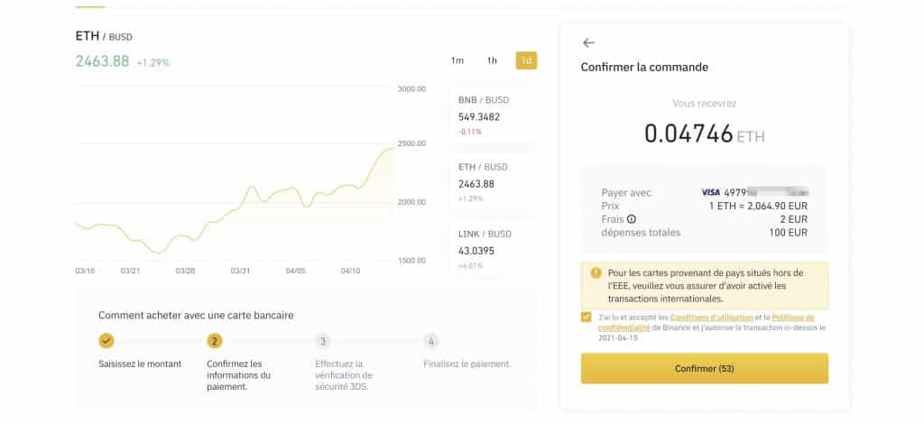 Binance Ethereum validation CB