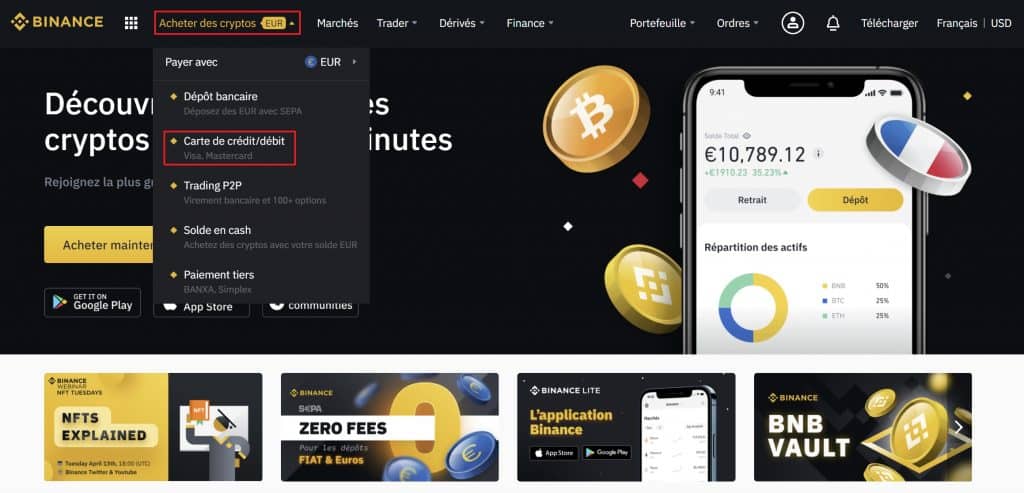 Binance achat Bitcoin