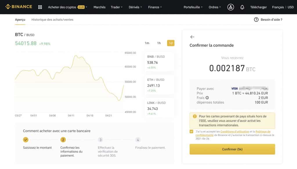 Binance cours Bitcoin