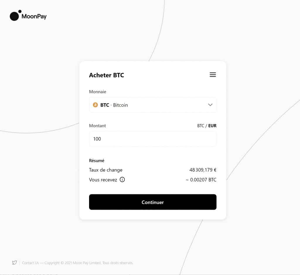 Bitcoin anonyme MoonPay