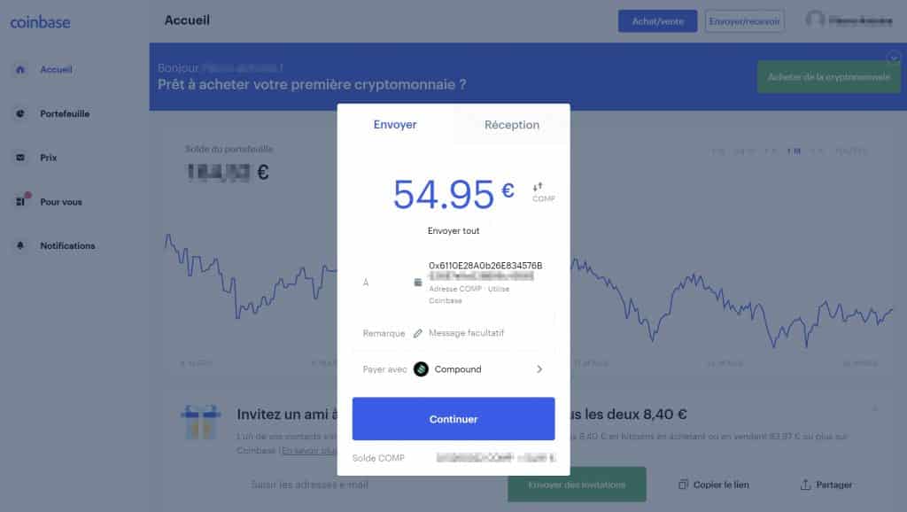 Coinbase envoi 1