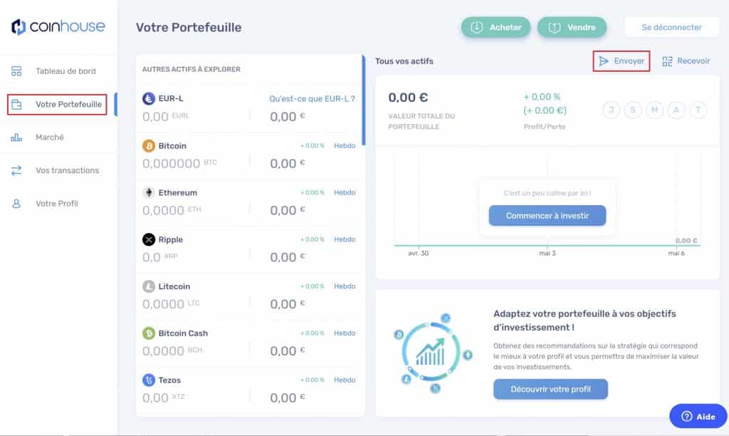 Coinhouse envoi crypto