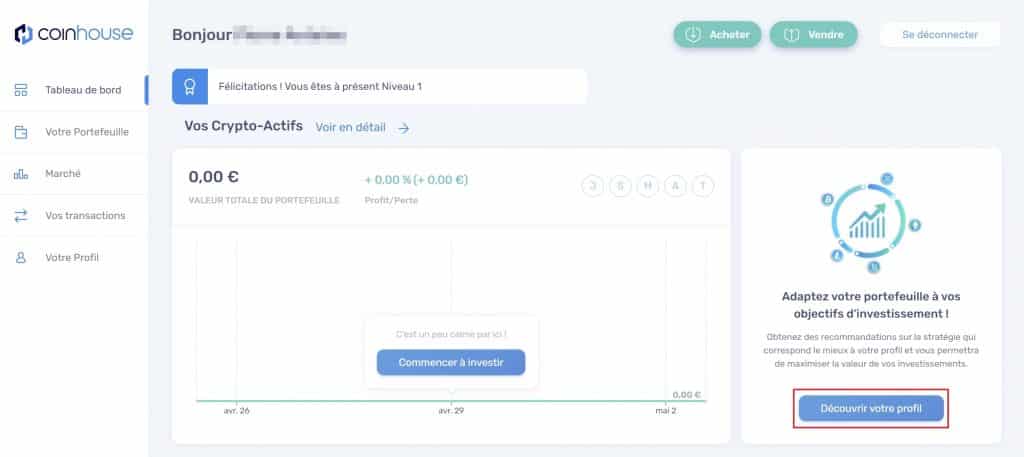 Coinhouse profil investisseur