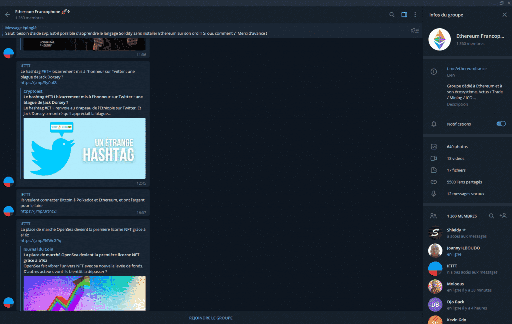 Ethereum francophone Telegram