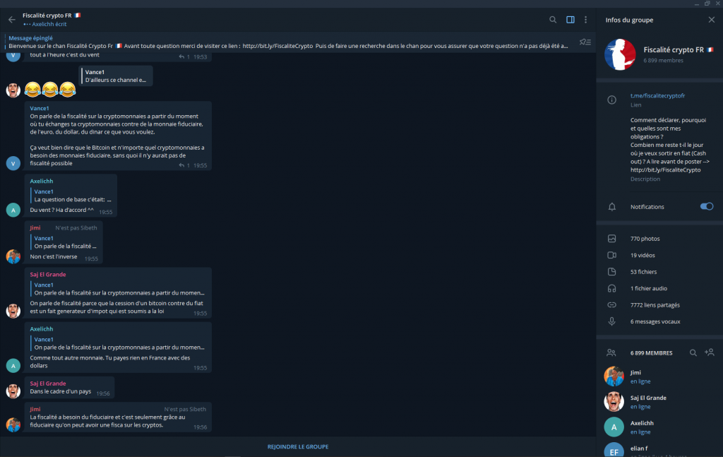 Fiscalite crypto FR Telegram