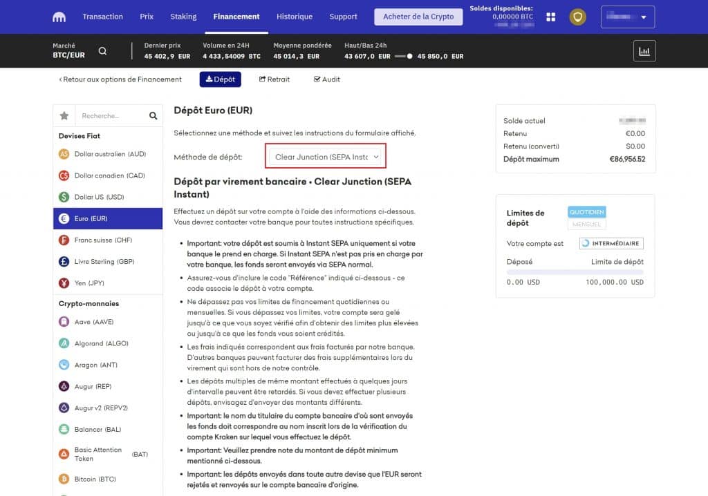 Kraken depot Bitcoin