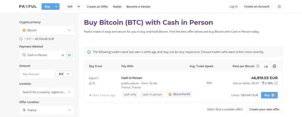 Paxful achat Bitcoin