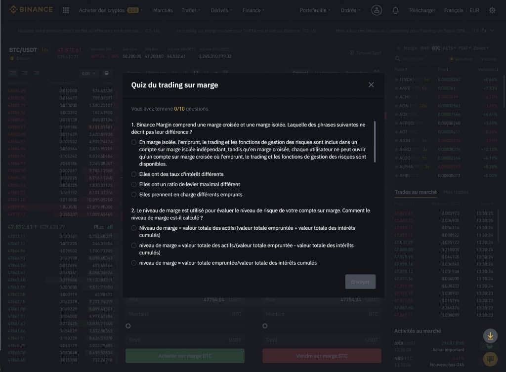 Questionnaire Margin Binance