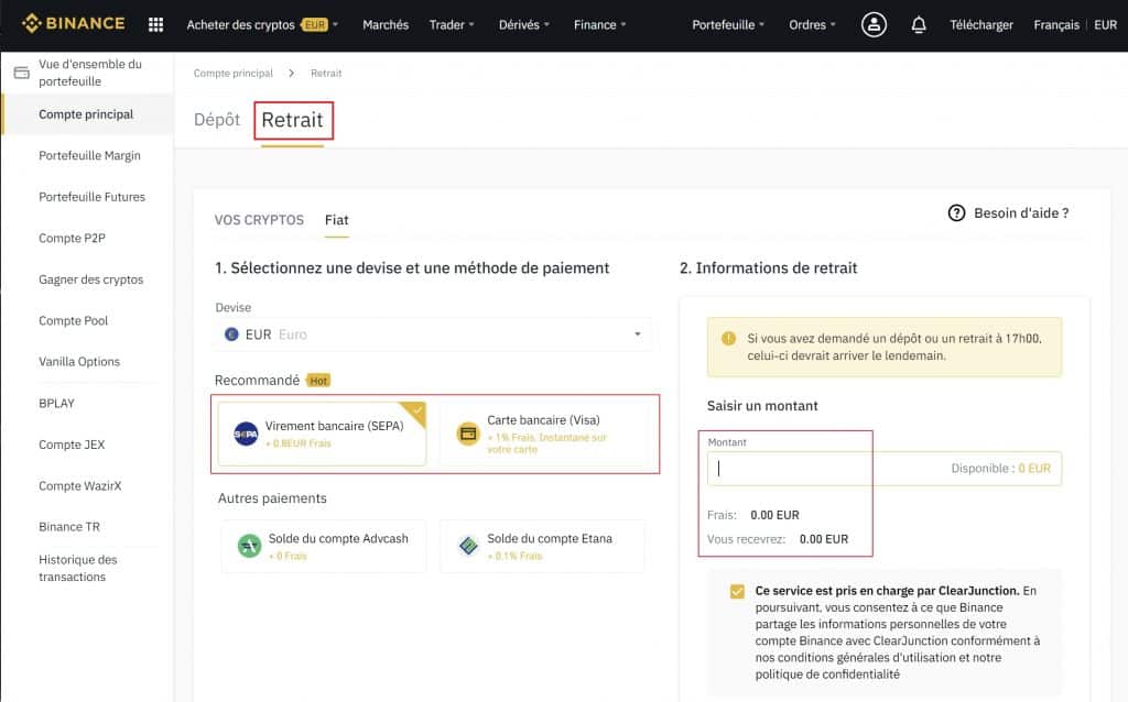 Retrait Binance