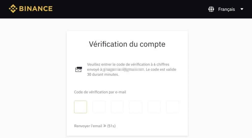 Verification mail Binance