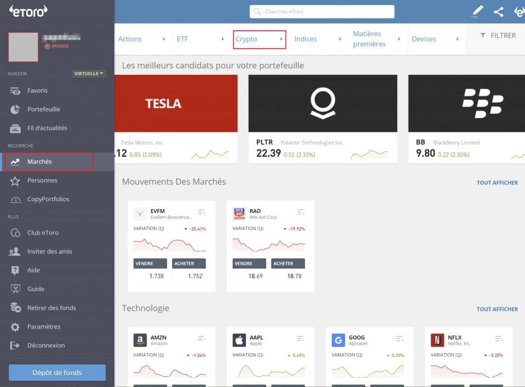 Achat Bitcoin 1 eToro