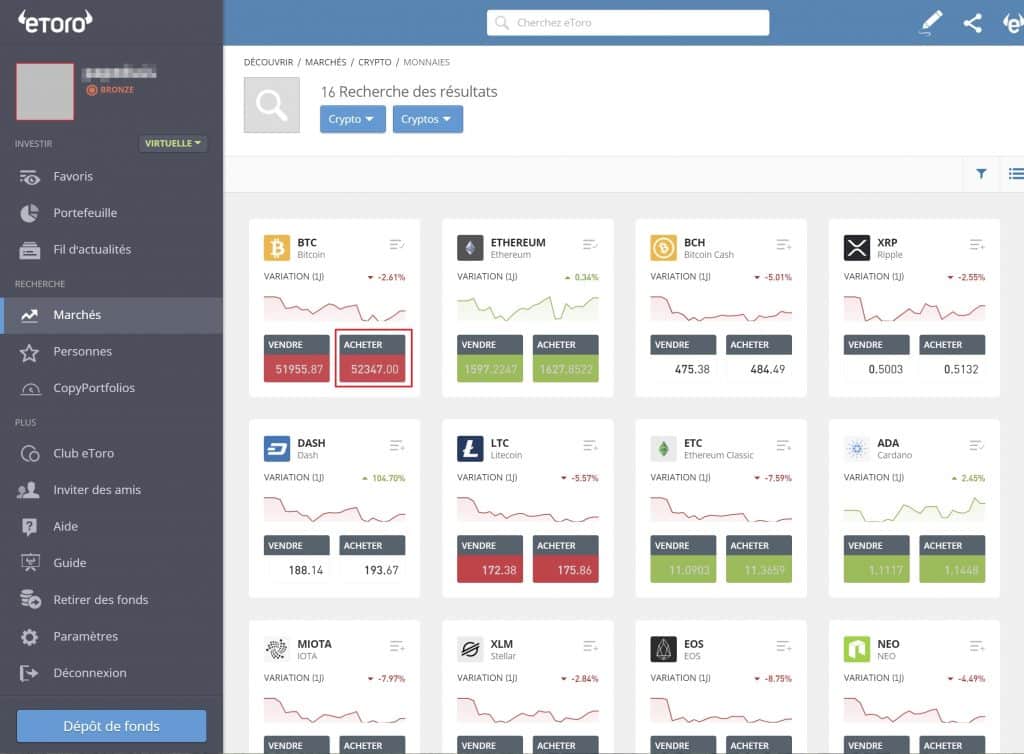 Achat Bitcoin 2 eToro