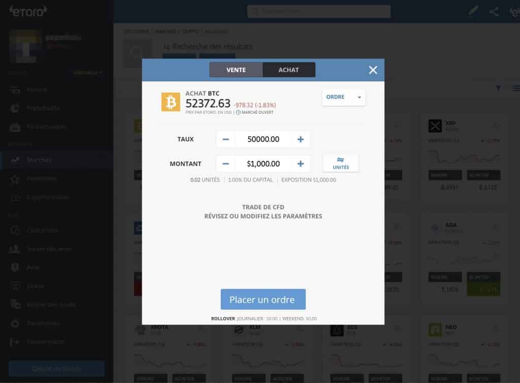 Achat Bitcoin 4 eToro