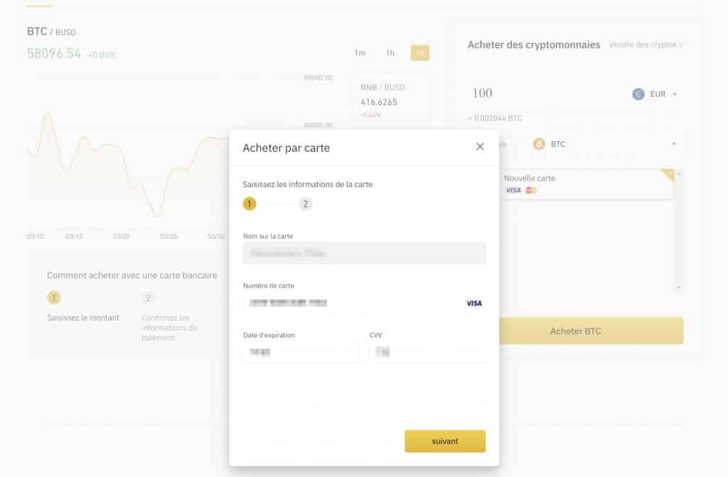 BTC Num Carte Binance