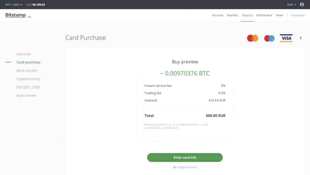 Bitstamp Infos carte