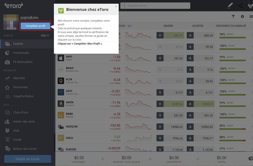 Creation compte 2 eToro