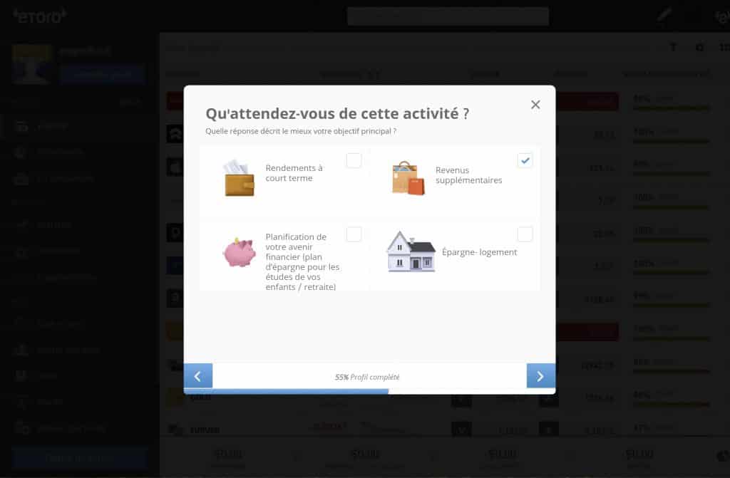 Creation compte 5 eToro