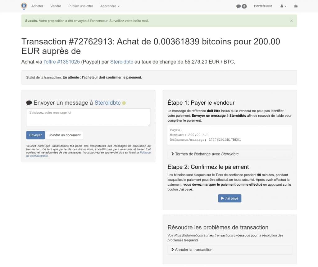 Paiement PayPal LocalBitcoins